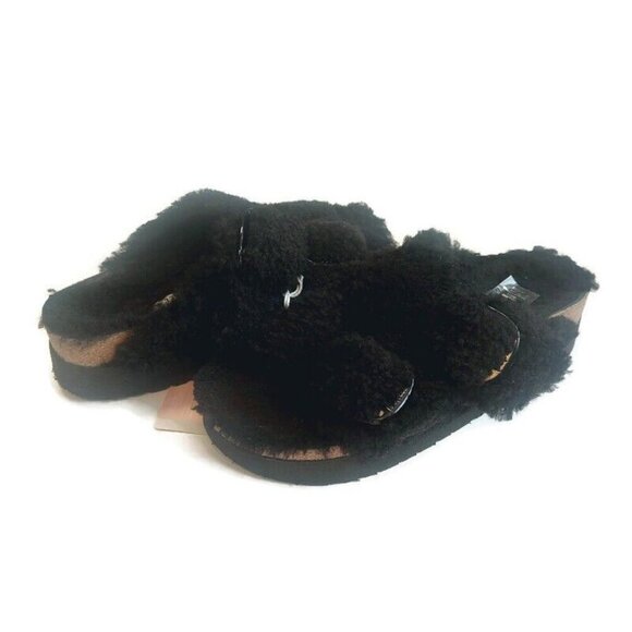 Papillio Birkenstock Arizona Big Buckle Shearling Sandals Womens 6 Teddy Black - Picture 9 of 9